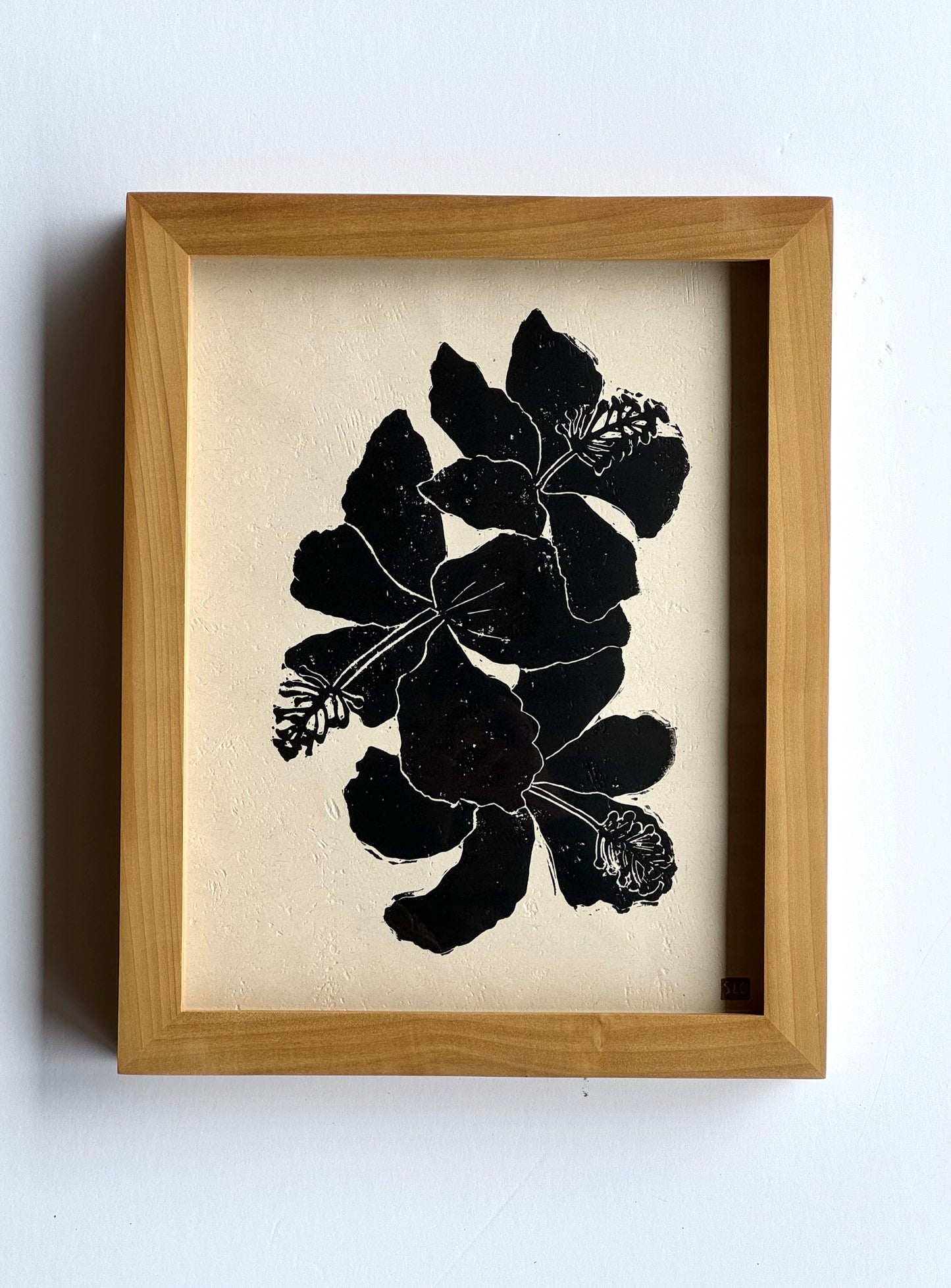 Three Blooms (Black on Tan)