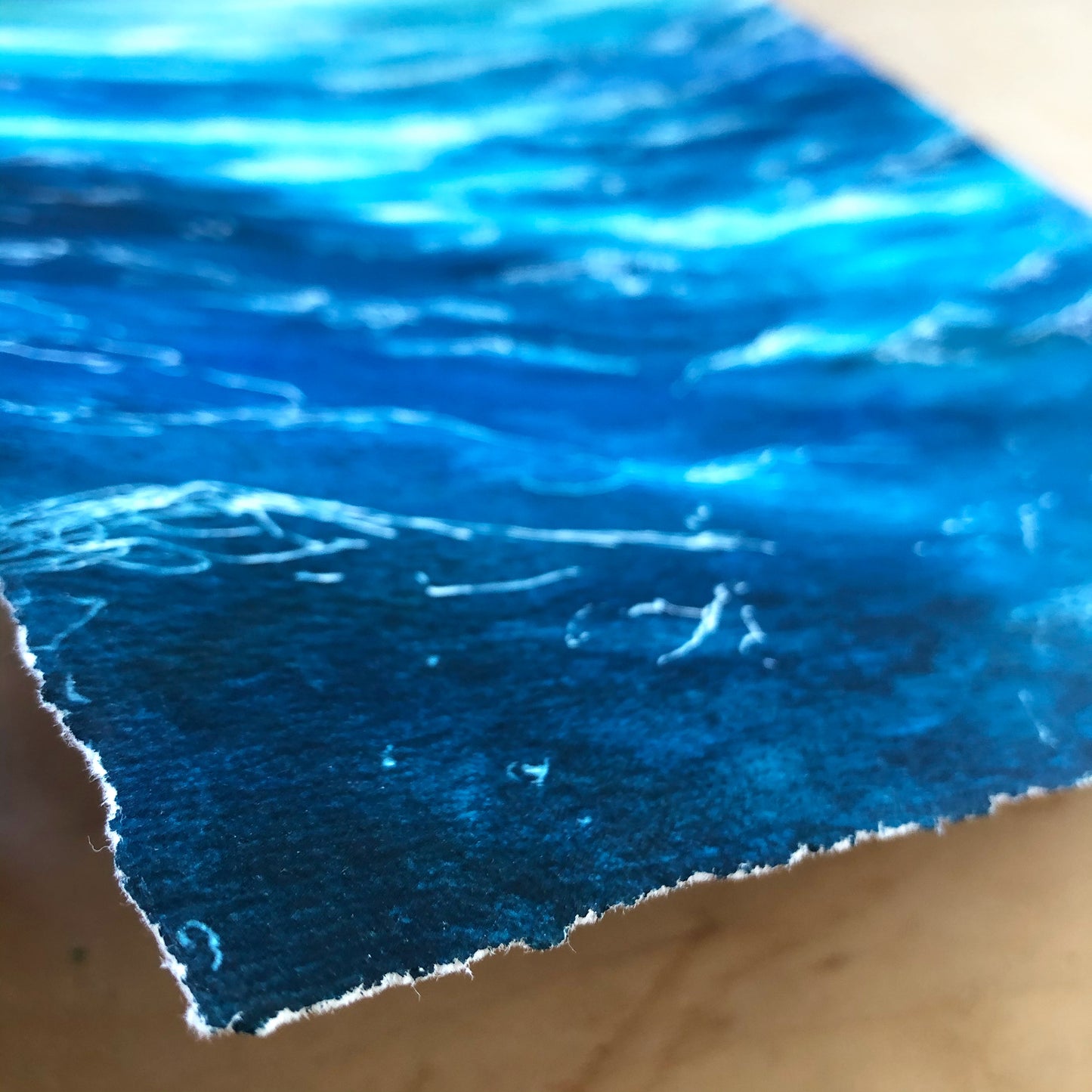 hand torn edges on original watercolor painting giclée of deep water