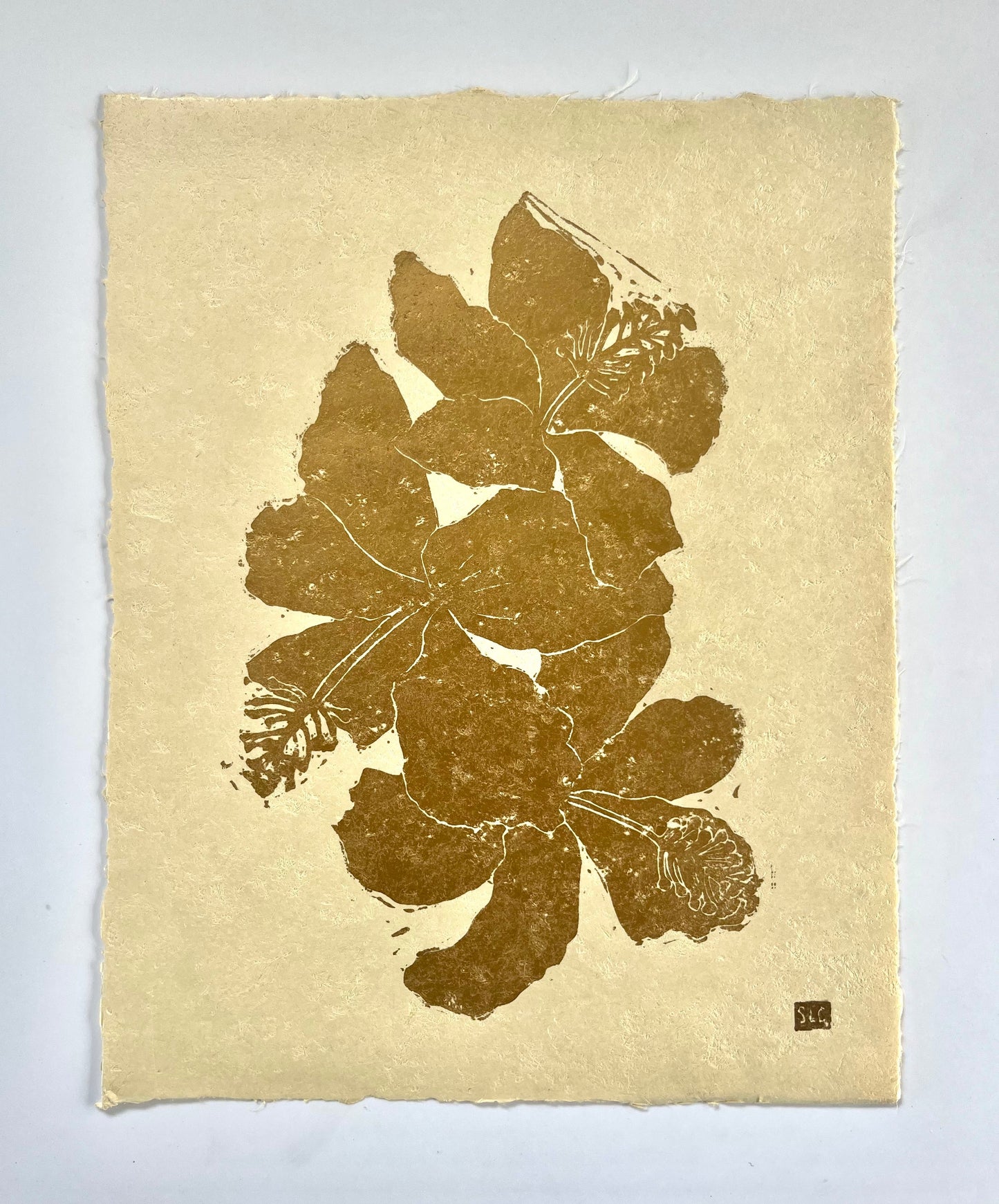 Three Blooms (Gold on Cream)