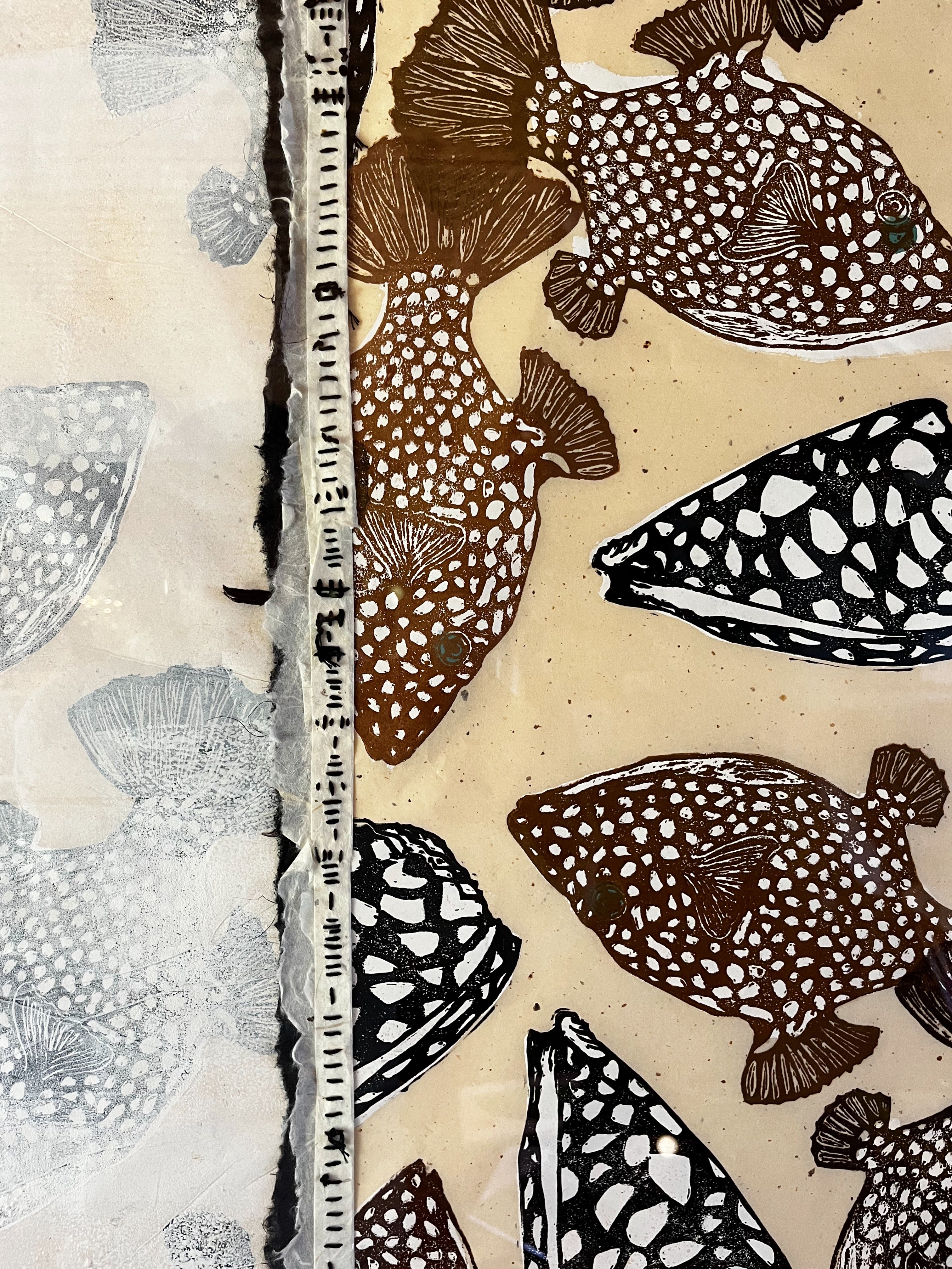 Hawaiian White Spotted Toby and Marble Cones : Paper Quilt